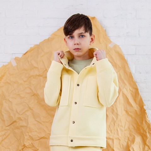 Cotton fleece shirt jacket for teens - BUTTER