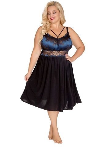 Эффектная сорочка plus size с двухцветным кружевным лифом - Akcent 535 BIG