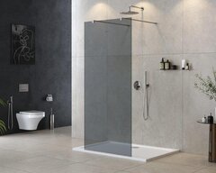 Cezares LIBERTA-L-2-120-120-GR-Cr Душевая перегородка с возможностью двустороннего входа, стекло графит, профиль хром, 1200x1200x1950 мм фото