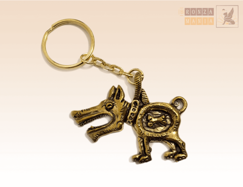 брелок Собака C костью в животе