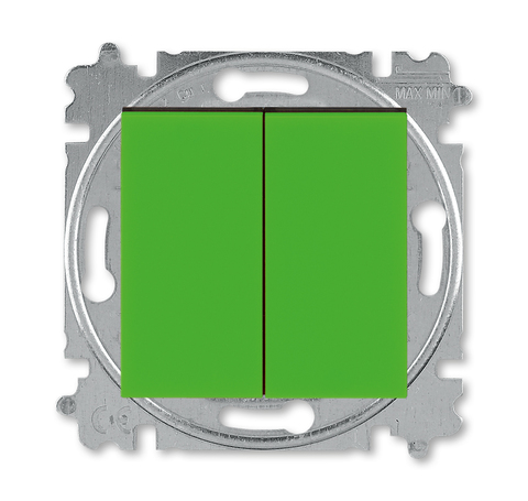 Выключатель двухклавишный. Цвет Зелёный / дымчатый чёрный. ABB. Levit(Левит). 2CHH590545A6067