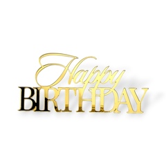 Топпер На Торец "Happy Birthday" 10см ТН6227 акрил ЗОЛОТО