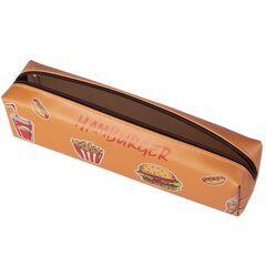 Пенал - косметичка Alingar, ПВХ, молния, 205 х 60 х 40 мм, "Fast food" оранжевый (бургер, фри, кола)