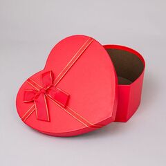 Коробка подарочная Сердце, с бантом, Красный, 16*14*6 см