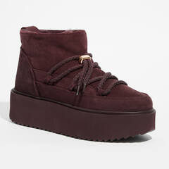 Замшевые полусапоги INUIKII 75204-004 Sneaker Classic Low Platform Bordeaux на меху