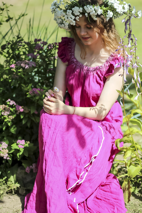 Есения. Платье женское льняное с оборками PL-4233