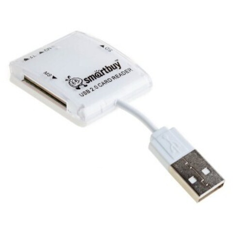 Картридер Card Reader USB 2.0 для карт памяти Micro SD + SD/MMC + MS + M2 Smartbuy 713 (Белый)