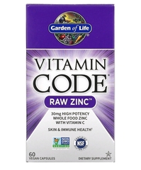 Garden of Life, Vitamin Code, цинк RAW, 60 веганских капсул