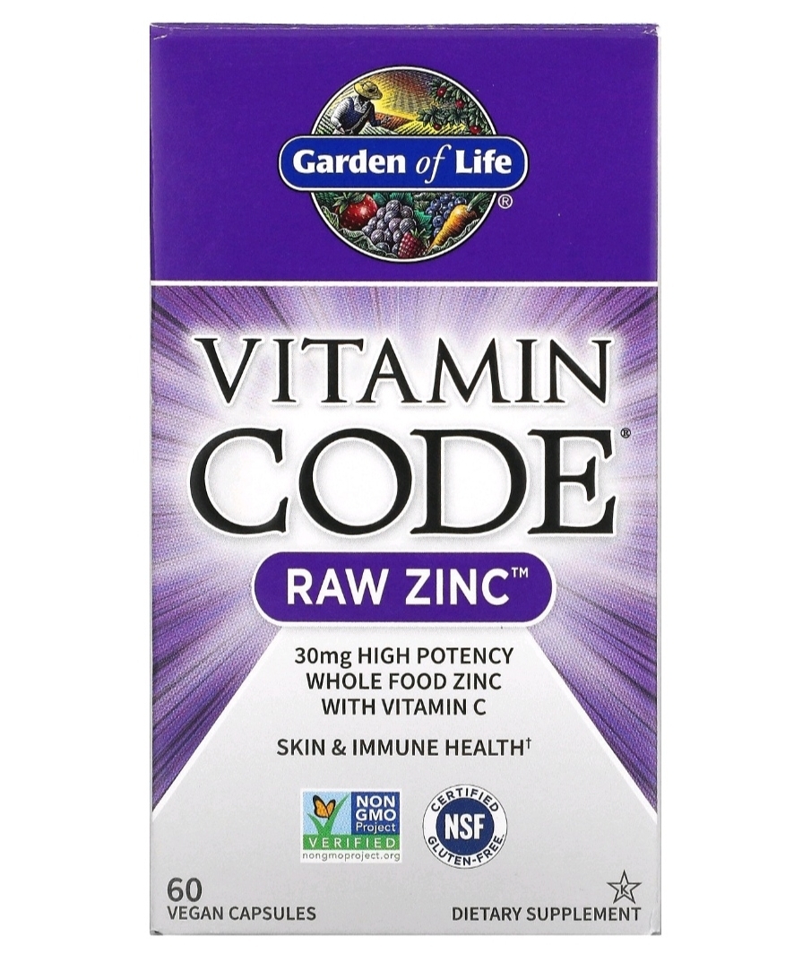 Garden of Life, Vitamin Code, цинк RAW, 60 веганских капсул - купить по ...