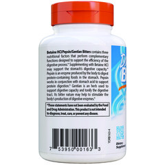 Doctor's Best, Горькая настойка из бетаингидрохлорида, пепсина и горечавки, 120 капсул