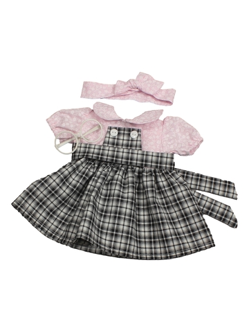 Платье комбинированное  с грудкой - Розовый. Одежда для кукол, пупсов и мягких игрушек.
