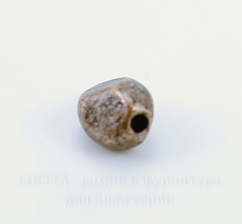 Бусина металлическая "Грани" 7х5 мм (цвет - античная медь), 10 штук