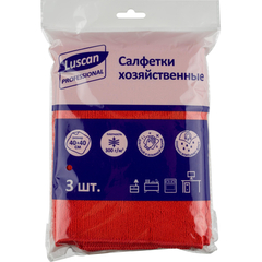 Салфетки хозяйственные Luscan Professional 300г/м2 40х40см 3шт/уп красные