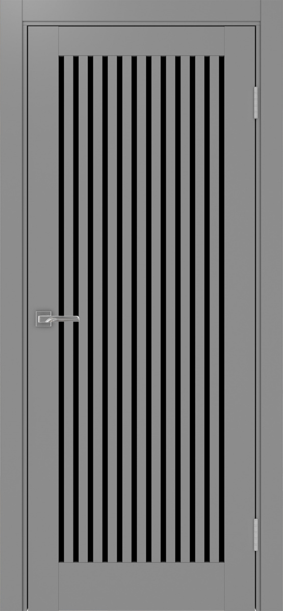 Дверь межкомнатная Оптима Порте Турин 543.2, цвет серый, экошпон, стекло лакобель черное