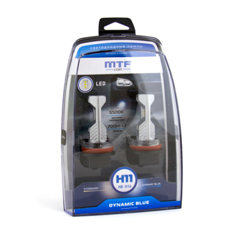 Светодиодные автолампы MTF Light, серия DYNAMIC BLUE LED H8/H11/H16, 5500K