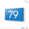 Табличка с номером 79 на дверь квартиры, для офиса, кабинета, аудитории, склада, голубая 120х70 мм, Айдентика Технолоджи