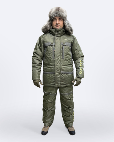 Зимний костюм Taygerr Рыболов-2 –45 °C, Таслан, Хаки, полукомбинезон