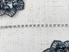 Цепь со стразами, ш. 3,5 мм, графит в серебре