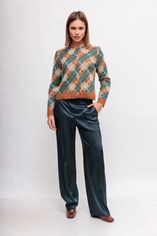 Marc Cain Кардиган- кофта в клетку Argyle из шерсти, альпаки и мохера