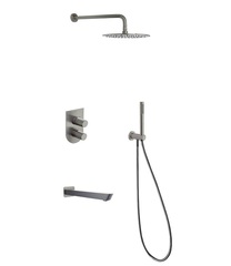 Ramon Soler K3415031NC Встраиваемый смеситель для душа с изливом, тропическим и ручным душем TZAR, никель фото