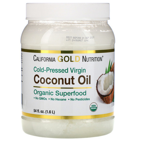 California Gold Nutrition, Органическое кокосовое масло первого холодного отжима, 1,6 л (54 жидк. унции)