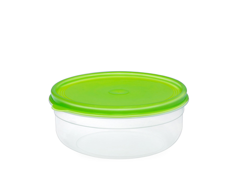 Бутербродница круглая 1 литр Эльфпласт контейнер для хранения еды с салатовой крышкой 16,5 см