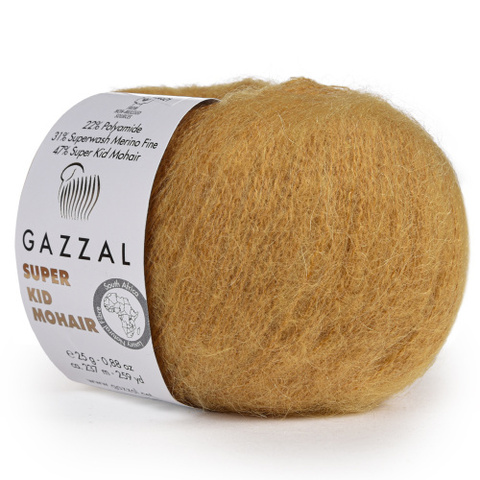 Пряжа Gazzal Super Kid Mohair 64423 горчица