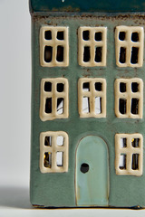 Голубой керамический домик-подсвечник, 23х9х7 см, Дания