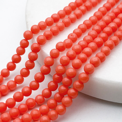 Коралл тонированный шар бусины, размер около 4-4,2 мм, цена за отрезок 19 см (1/2 нити)