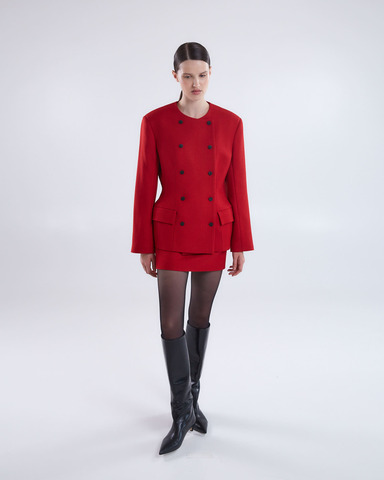 Юбка мини из шерсти красный