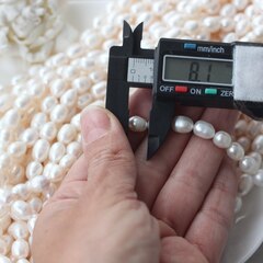 Жемчуг натуральный речной, рис, 7,9-10,1 мм, 1 нить, Ж028