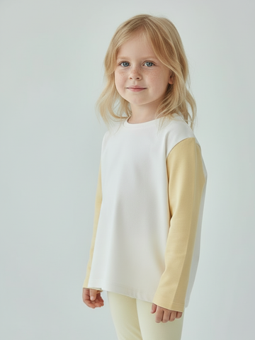 Лонгслив детский MIX молочный/желтый