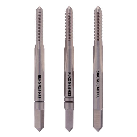 Метчик М 3,5х0,6 (Комплект 3шт) DIN352 HSS-G 6h 45мм a=3,0 Ruko 230035