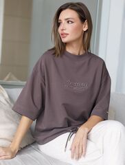 Футболка из эластичного футера с авторским принтом  D49.095 (122850)