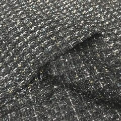 Ткань твид черный с цветными нитями 3244
