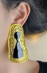 Серьги замочная скважина style SCHIAPARELLI золото/черная эмаль