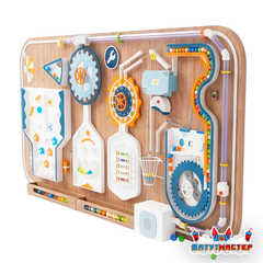 Детская интерактивная стена «Техномаршрут», с механическими дорожками и шариками