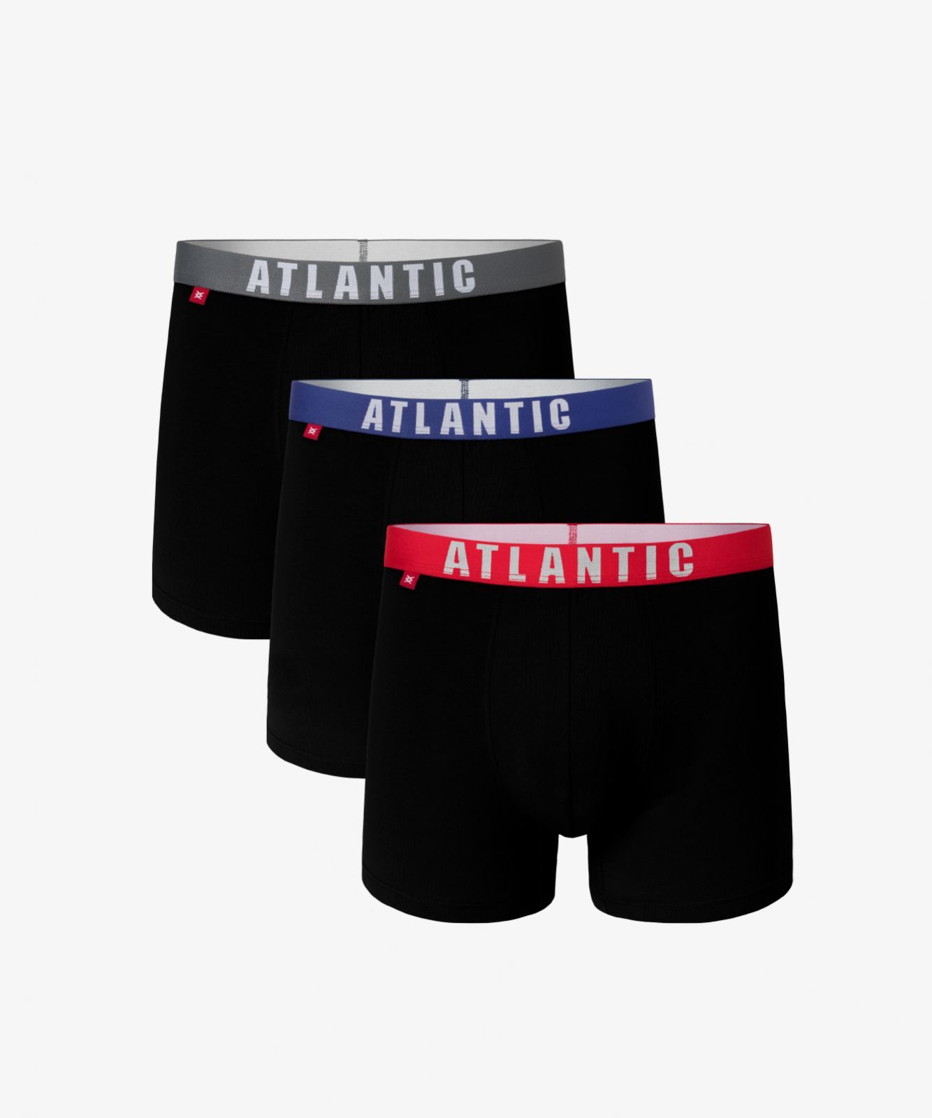 Мужские трусы шорты Atlantic, набор из 3 шт., хлопок, черный микс, 3MH-011