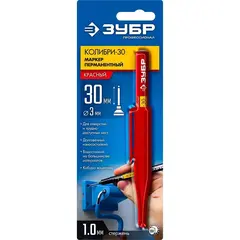 ЗУБР КОЛИБРИ-30 1 мм, заостренный, красный, Перманентный маркер, ПРОФЕССИОНАЛ (06338-3)