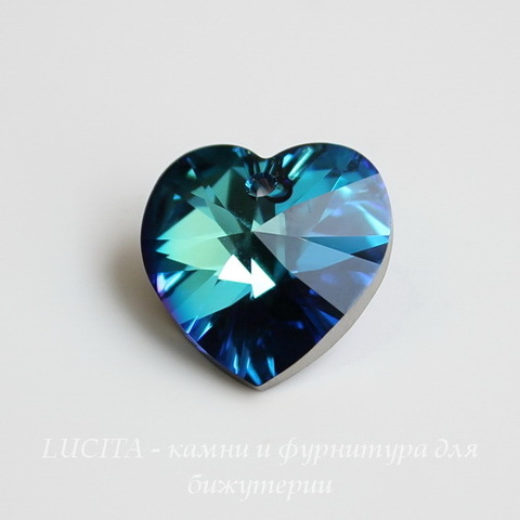 6228 Подвеска Сваровски Сердечко Crystal Bermuda Blue (14,4х14 мм) ()