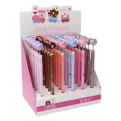 Ручка шариковая, масляная, Basir, синие чернила, серия "Line Friends-МИШКА", с игрушкой на пружине, 36 шт