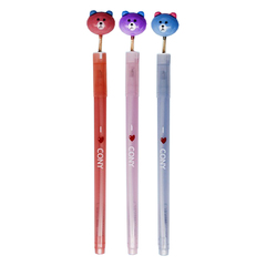 Ручка шариковая, масляная, Basir, синие чернила, серия "Line Friends-МИШКА", с игрушкой на пружине, 36 шт