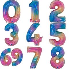 Фольгированные цифры 102 см с гелием (радуга - переливы - металлик)