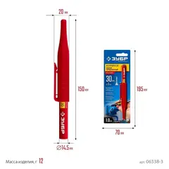 ЗУБР КОЛИБРИ-30 1 мм, заостренный, красный, Перманентный маркер, ПРОФЕССИОНАЛ (06338-3)