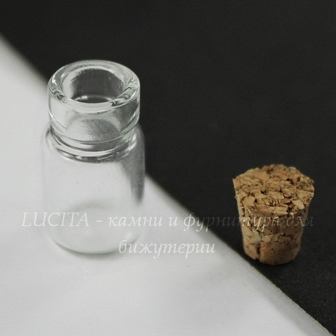 Стеклянная мини бутылочка, 18х10 мм