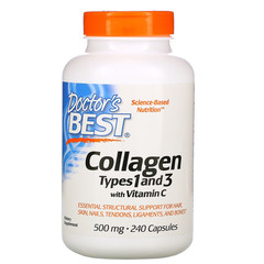 Doctor's Best, Коллаген типа 1 и 3, содержит Peptan, 500 мг, 240 капсул