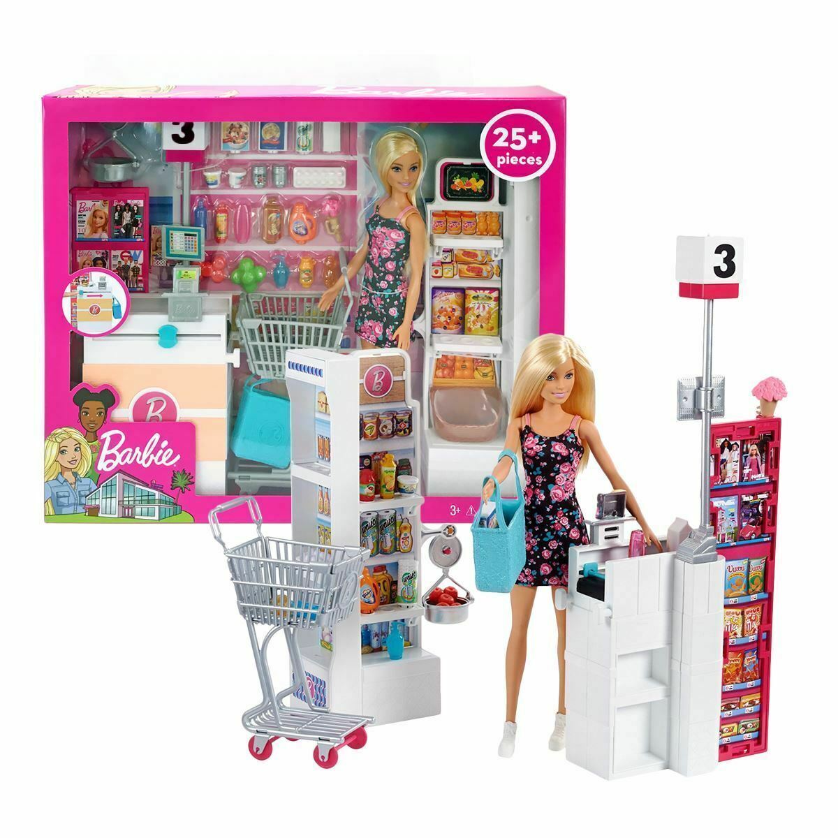 Большой набор кукол. Набор игровой Barbie супермаркет frp01. Набор Barbie frp01 супермаркет. Игровой набор Barbie frp01. Набор Barbie продуктовый магазин Малибу, 29 см, ckp77.