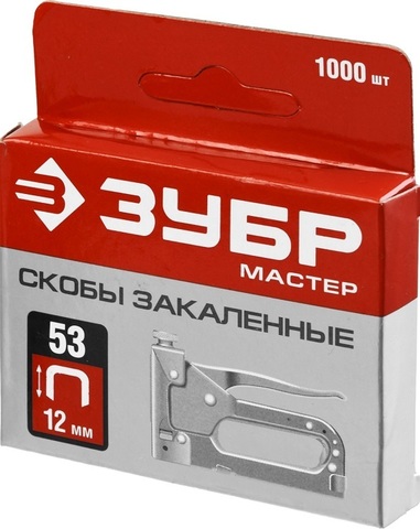 ЗУБР тип 53 12 мм, 1000 шт., Узкие скобы для степлера (31625-12)