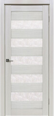 Межкомнатная дверь Велюкс 1 Ясень сноу / Цвет тон Белая лиственница / Остекление "Гранит прозрачный" / Двери Верда