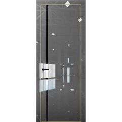 Купить Межкомнатная дверь глянец Pt 8 Платина crystall gray алюминиевая кромка Al Gold Edition остеклённая